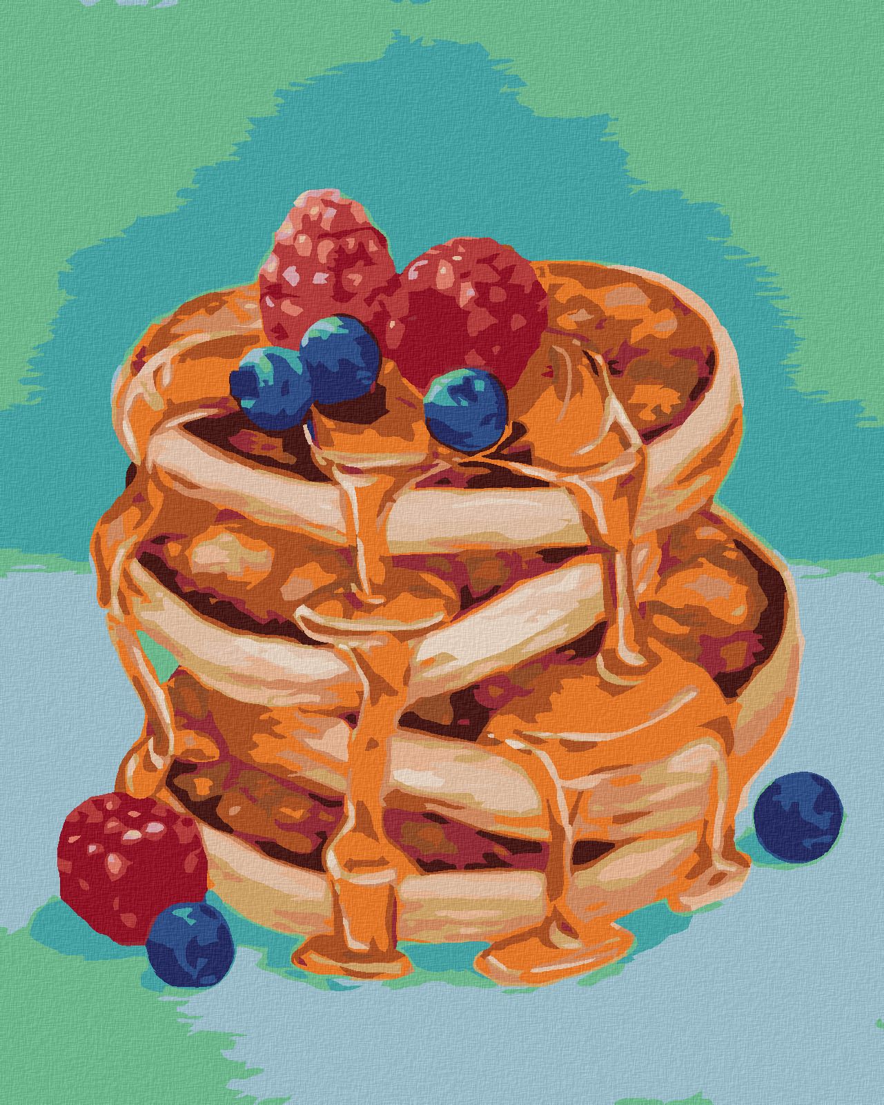 zuty Malování podle čísel - LÍVANCE SE SIRUPEM (MYROSLAVA VOLOSCHUK) - Rozměr: 40x50 cm, Rámování: Varianta: vypnuté plátno na rám - obrázek 1