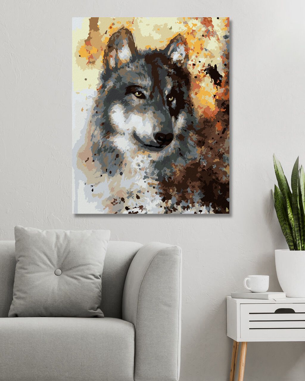 zuty Malování podle čísel - VLK NA HNĚDÉM POZADÍ - Rozměr: 40x50 cm, Rámování: Varianta: vypnuté plátno na rám - obrázek 3