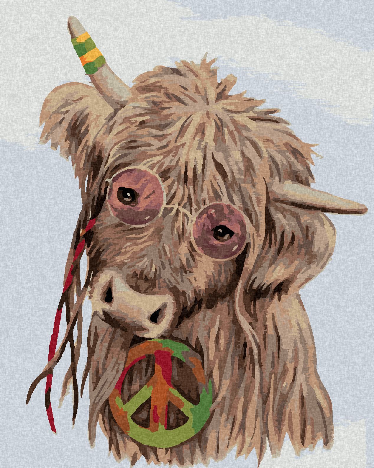 zuty Malování podle čísel - HIPPIE KRÁVA (MYROSLAVA VOLOSCHUK) - Rozměr: 40x50 cm, Rámování: Varianta: bez rámu a bez vypnutí plátna - obrázek 1