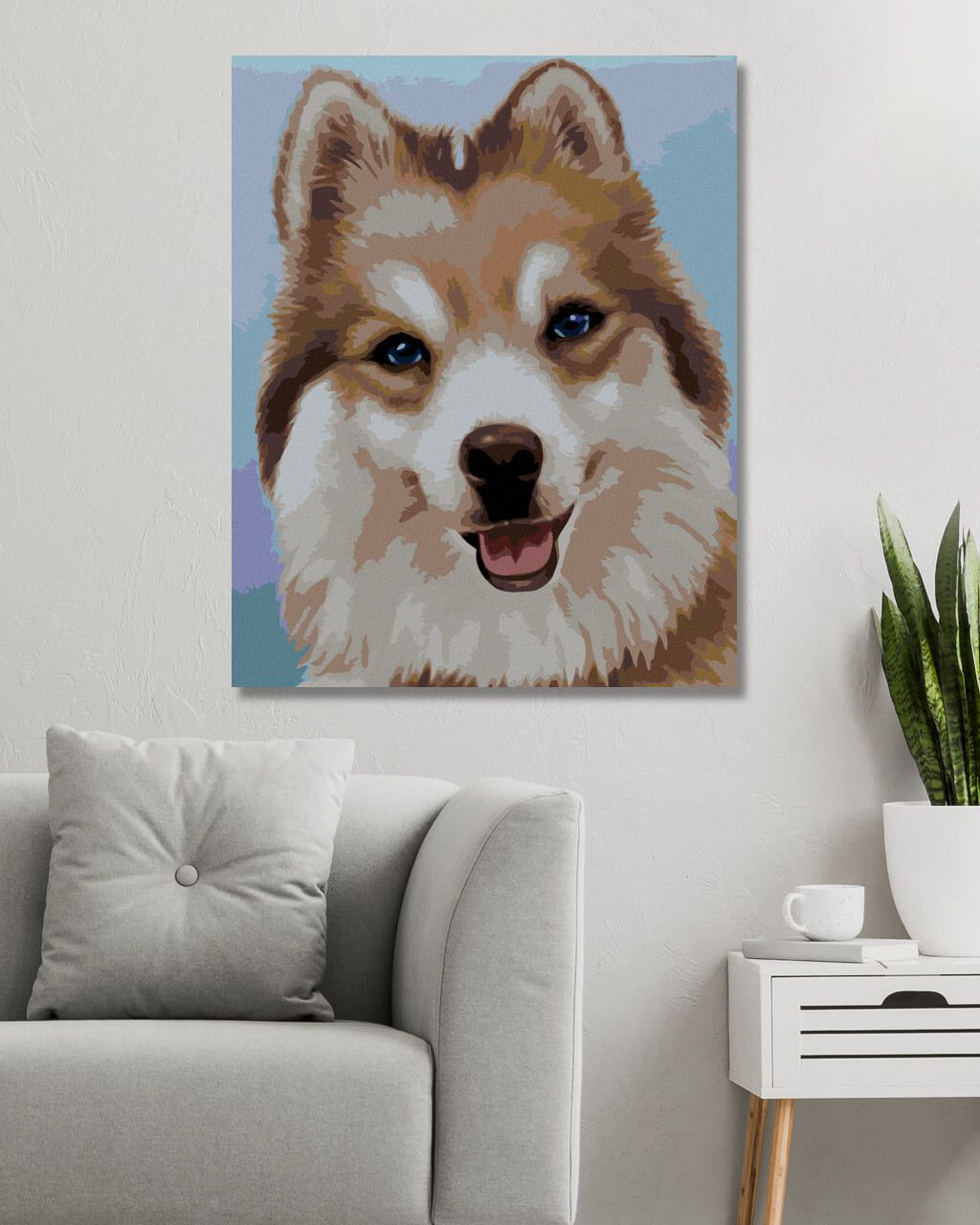zuty Malování podle čísel - HUSKY (MYROSLAVA VOLOSCHUK) - Rozměr: 40x50 cm, Rámování: Varianta: vypnuté plátno na rám - obrázek 3