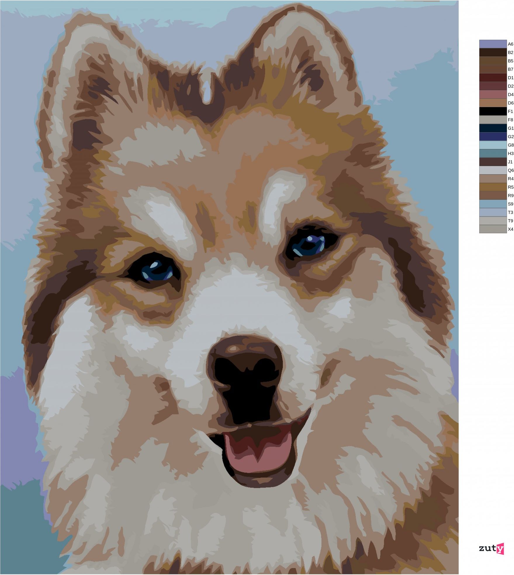 zuty Malování podle čísel - HUSKY (MYROSLAVA VOLOSCHUK) - Rozměr: 40x50 cm, Rámování: Varianta: vypnuté plátno na rám - obrázek 6