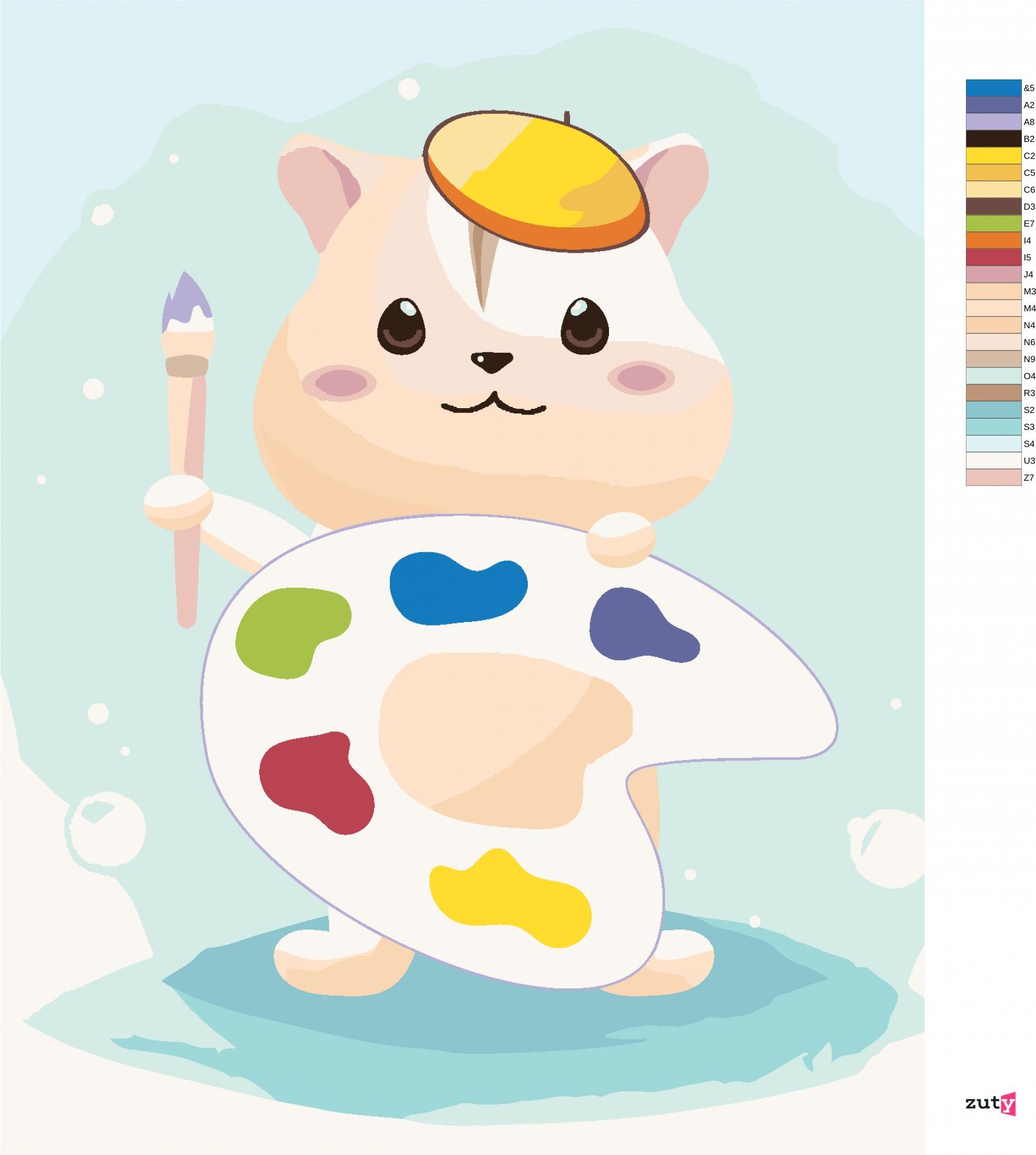 zuty Malování podle čísel - KŘEČEK S PALETOU BAREV - Rozměr: 40x50 cm, Rámování: Varianta: vypnuté plátno na rám - obrázek 4