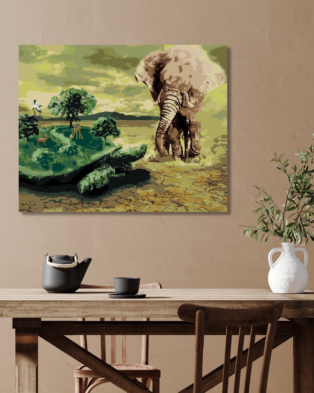 zuty Malování podle čísel - ŽELVA V AFRICE - Rozměr: 40x50 cm, Rámování: Varianta: bez rámu a bez vypnutí plátna - obrázek 4