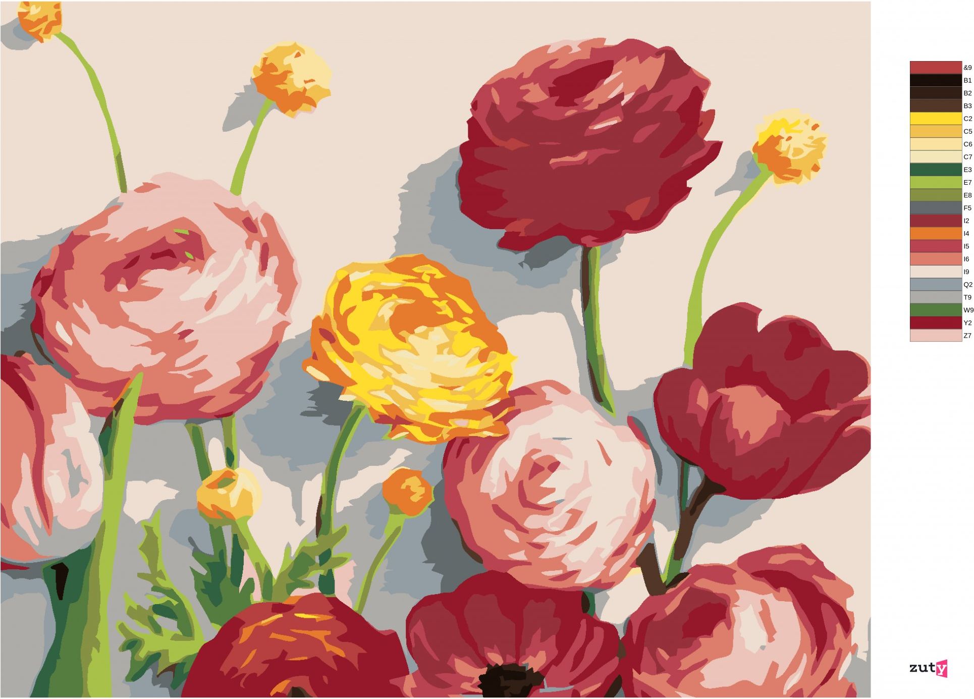 zuty Malování podle čísel - PIVOŇKY A TULIPÁNY (MYROSLAVA VOLOSCHUK) - Rozměr: 40x50 cm, Rámování: Varianta: vypnuté plátno na rám - obrázek 5