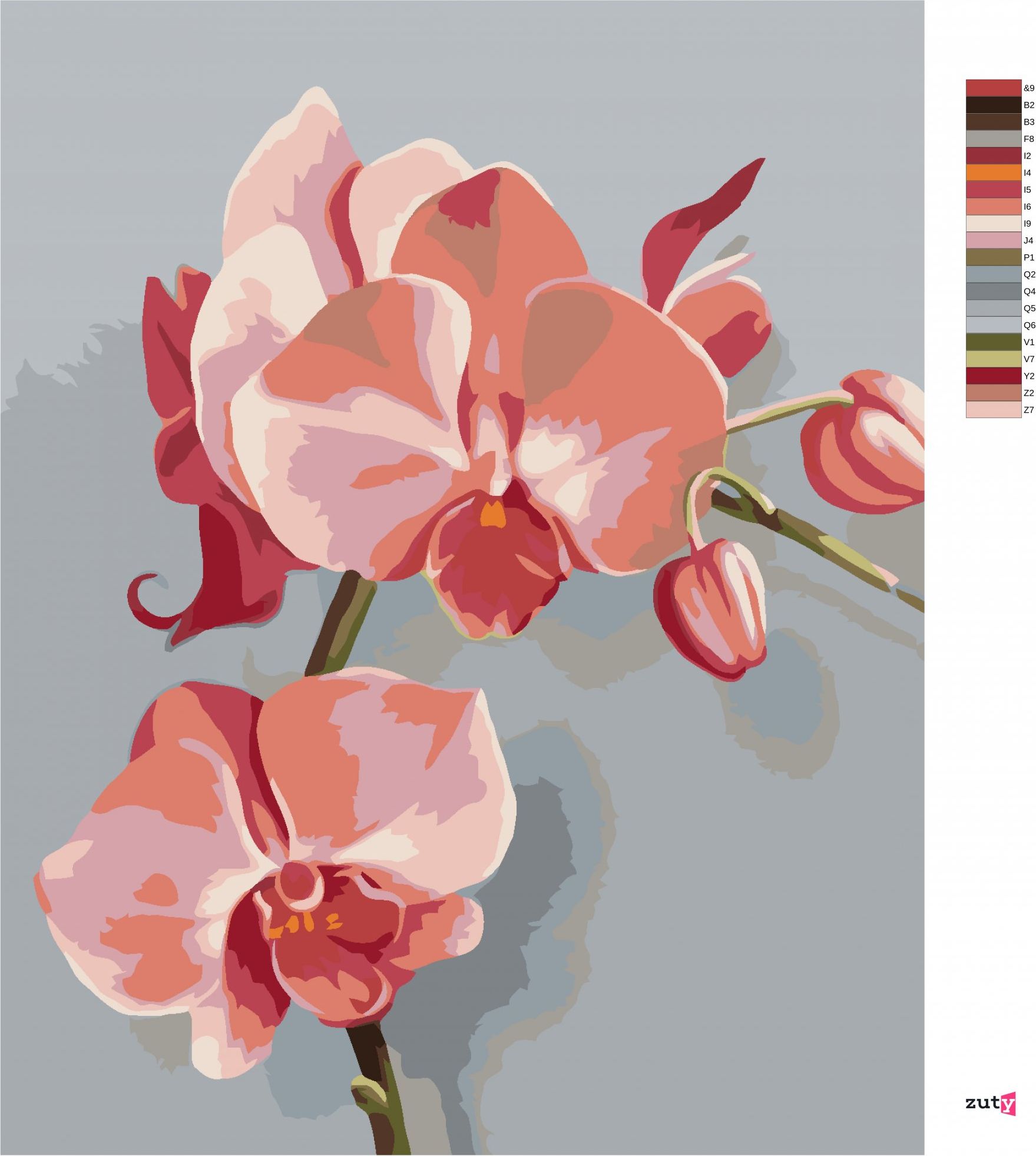 zuty Malování podle čísel - RŮŽOVÁ ORCHIDEI (MYROSLAVA VOLOSCHUK) - Rozměr: 40x50 cm, Rámování: Varianta: bez rámu a bez vypnutí plátna - obrázek 6