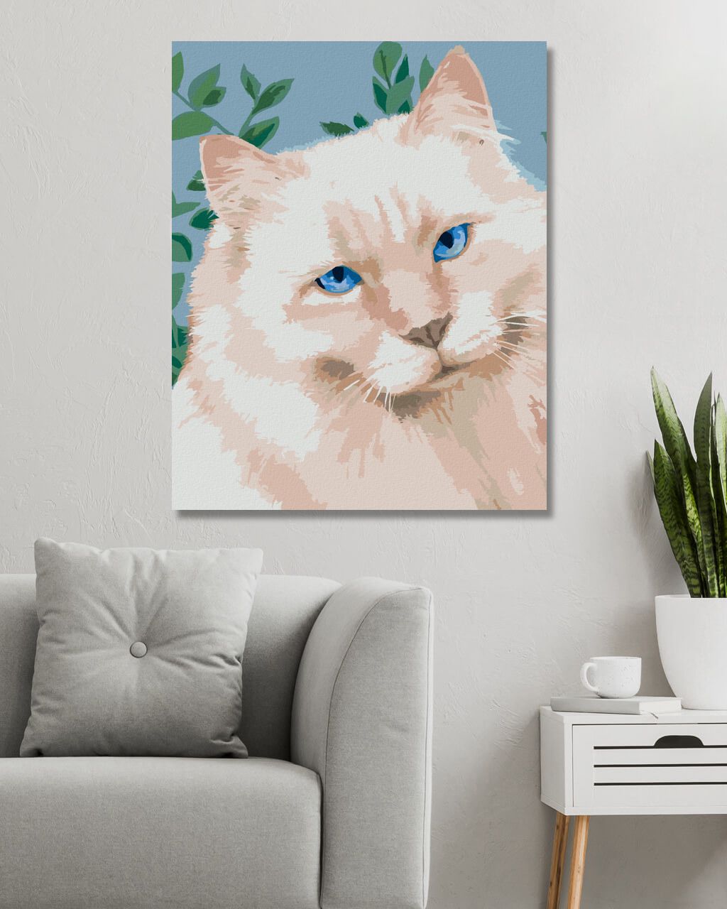zuty Malování podle čísel - BÍLÝ KOCOUR (MYROSLAVA VOLOSCHUK) - Rozměr: 40x50 cm, Rámování: Varianta: vypnuté plátno na rám - obrázek 5