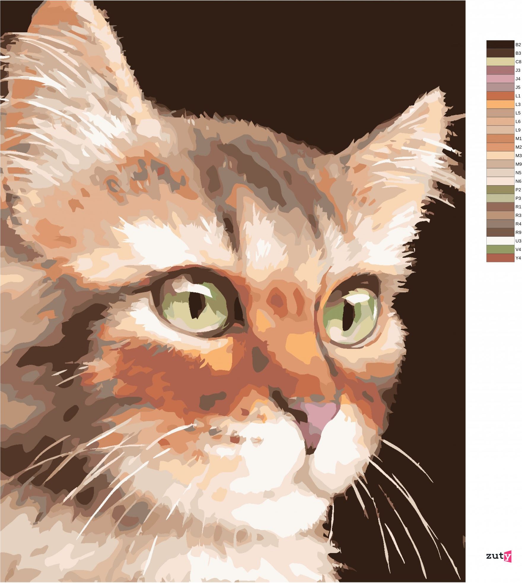 zuty Malování podle čísel - KOČKA (MYROSLAVA VOLOSCHUK) - Rozměr: 40x50 cm, Rámování: Varianta: bez rámu a bez vypnutí plátna - obrázek 4