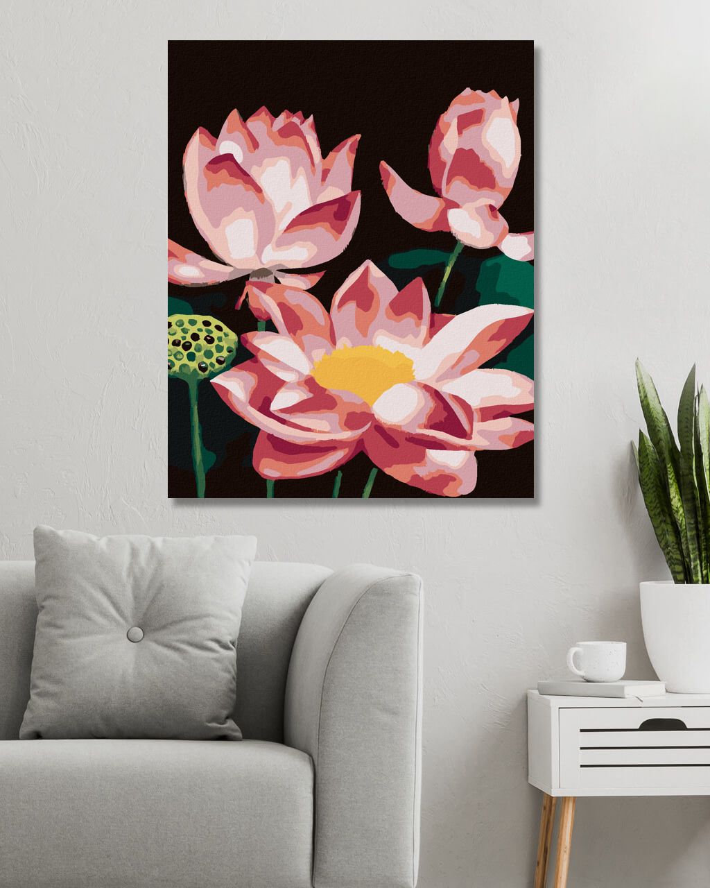 zuty Malování podle čísel - RŮŽOVÝ LEKNÍN (MYROSLAVA VOLOSCHUK) - Rozměr: 40x50 cm, Rámování: Varianta: vypnuté plátno na rám - obrázek 4