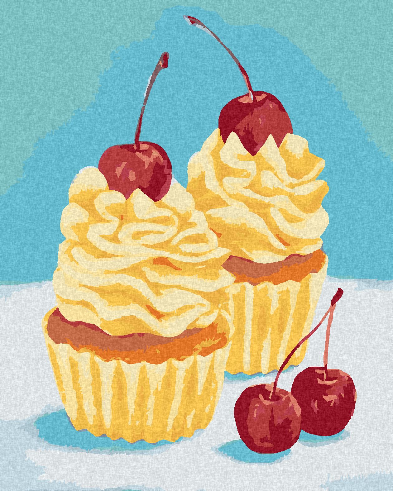 zuty Malování podle čísel - CUPCAKY S VANILKOVÝM KRÉMEM (MYROSLAVA VOLOSCHUK) - Rozměr: 40x50 cm, Rámování: Varianta: vypnuté plátno na rám - obrázek 1