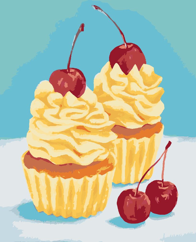 zuty Malování podle čísel - CUPCAKY S VANILKOVÝM KRÉMEM (MYROSLAVA VOLOSCHUK) - Rozměr: 40x50 cm, Rámování: Varianta: vypnuté plátno na rám - obrázek 2
