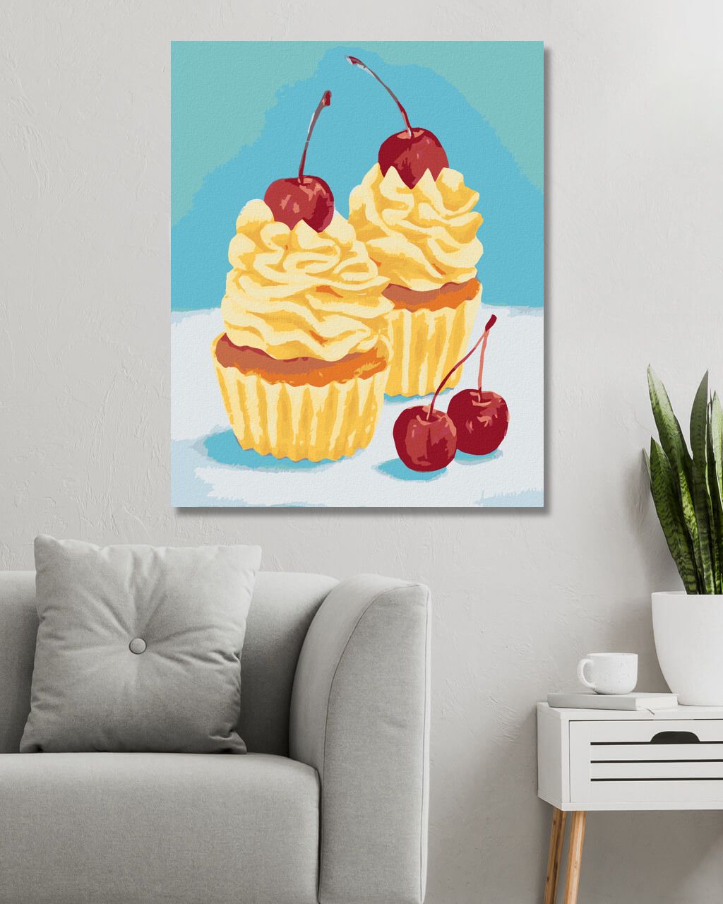 zuty Malování podle čísel - CUPCAKY S VANILKOVÝM KRÉMEM (MYROSLAVA VOLOSCHUK) - Rozměr: 40x50 cm, Rámování: Varianta: vypnuté plátno na rám - obrázek 4