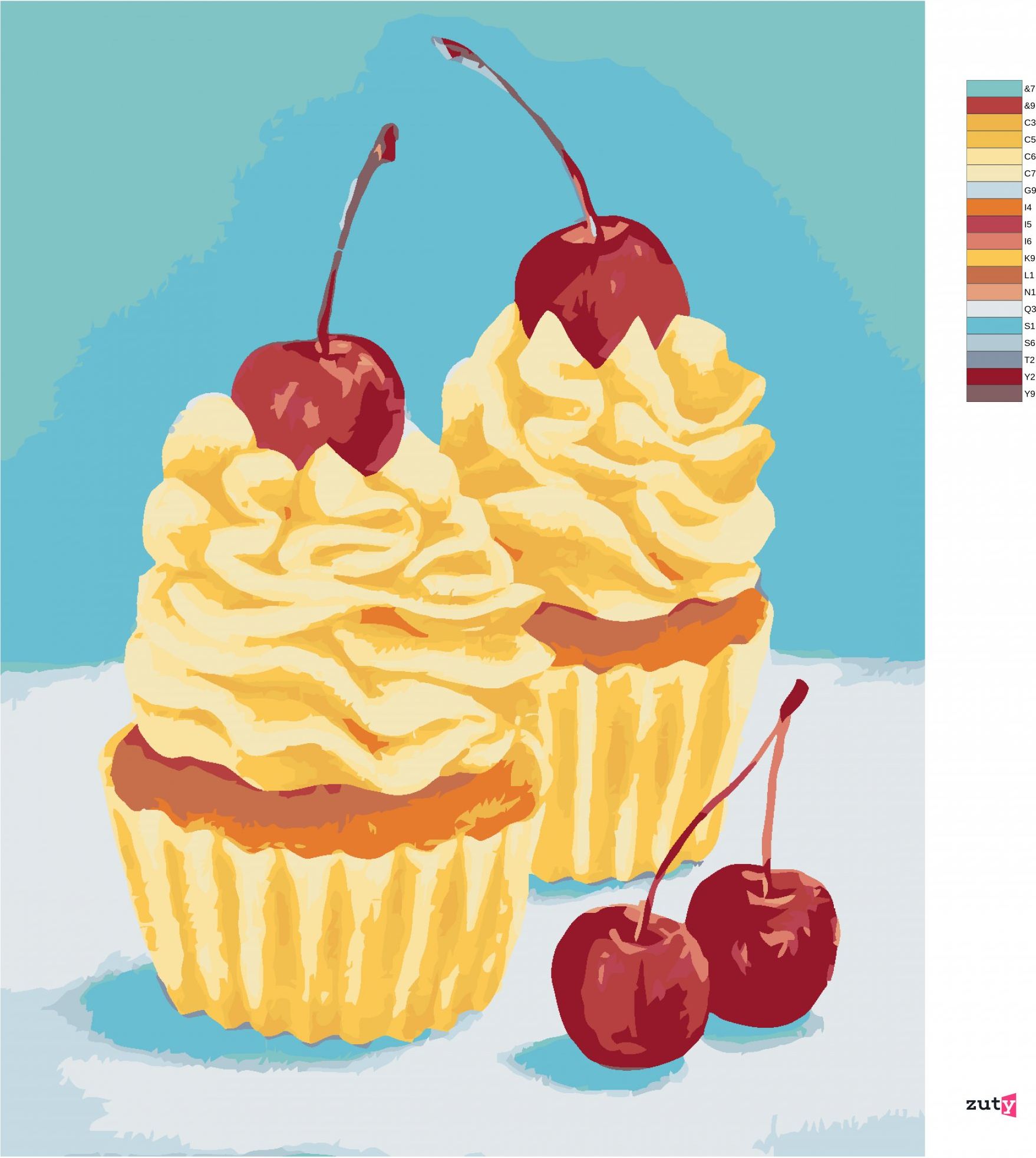 zuty Malování podle čísel - CUPCAKY S VANILKOVÝM KRÉMEM (MYROSLAVA VOLOSCHUK) - Rozměr: 40x50 cm, Rámování: Varianta: vypnuté plátno na rám - obrázek 8