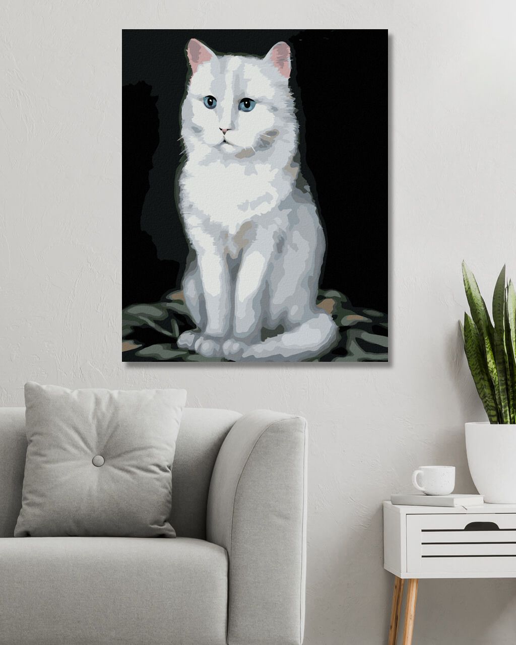 zuty Malování podle čísel - BÍLÝ KOCOUR 2 (MYROSLAVA VOLOSCHUK) - Rozměr: 40x50 cm, Rámování: Varianta: bez rámu a bez vypnutí plátna - obrázek 8