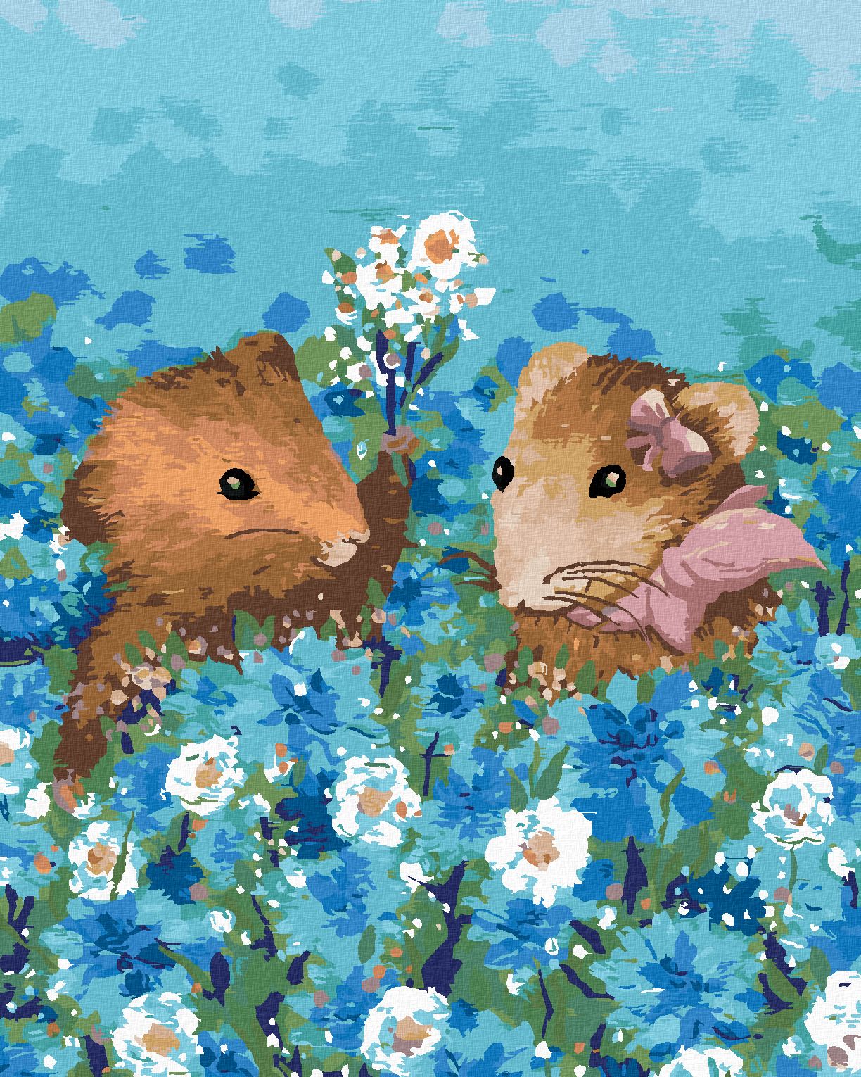 zuty Malování podle čísel - PÁR KŘEČKŮ V POLI - Rozměr: 40x50 cm, Rámování: Varianta: vypnuté plátno na rám - obrázek 1