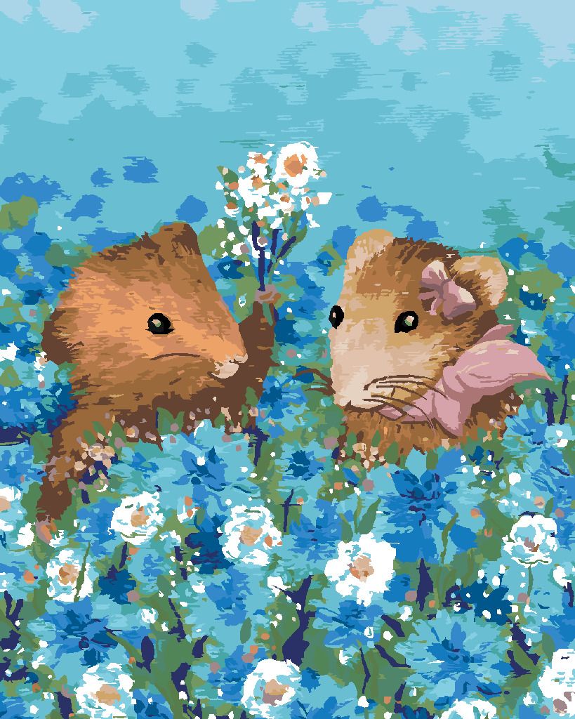 zuty Malování podle čísel - PÁR KŘEČKŮ V POLI - Rozměr: 40x50 cm, Rámování: Varianta: vypnuté plátno na rám - obrázek 2