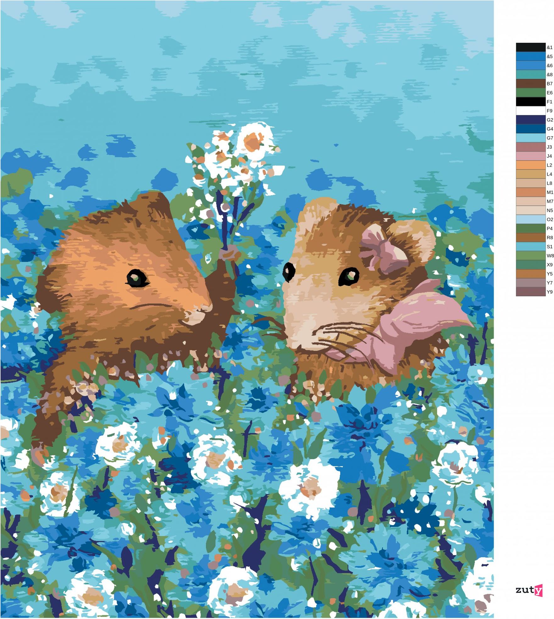 zuty Malování podle čísel - PÁR KŘEČKŮ V POLI - Rozměr: 40x50 cm, Rámování: Varianta: vypnuté plátno na rám - obrázek 7