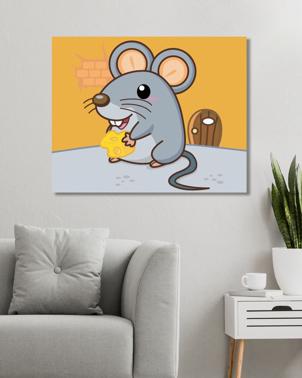 zuty Malování podle čísel - MYŠKA SE SÝREM - Rozměr: 40x50 cm, Rámování: Varianta: vypnuté plátno na rám - obrázek 9