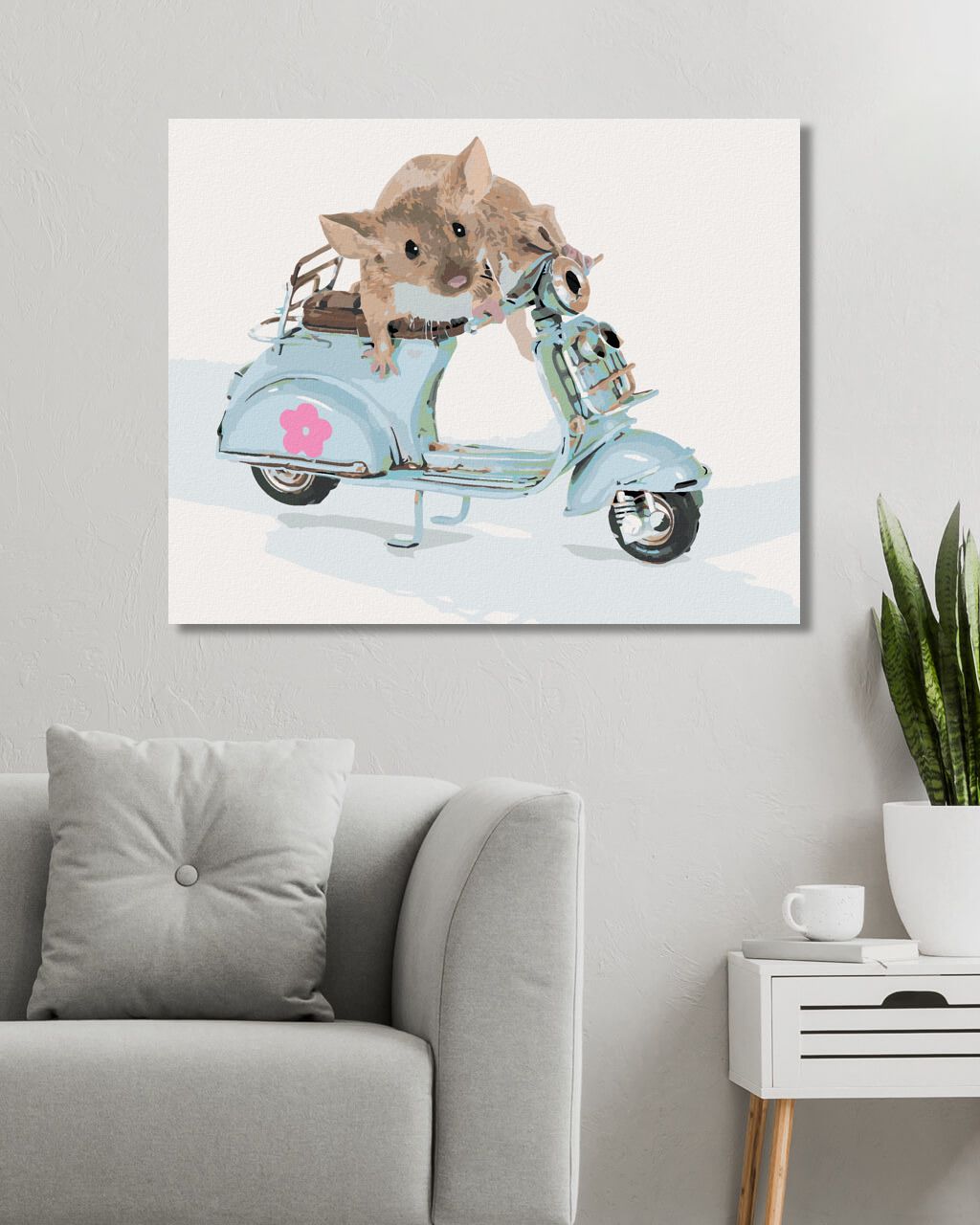 zuty Malování podle čísel - MYŠKA ŘÍDÍ SKÚTR - Rozměr: 40x50 cm, Rámování: Varianta: vypnuté plátno na rám - obrázek 10