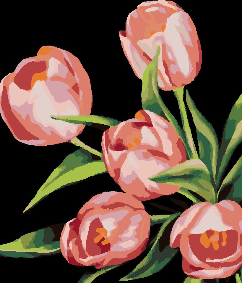 zuty Malování podle čísel - RŮŽOVÉ TULIPÁNY (MYROSLAVA VOLOSCHUK) - Rozměr: 40x50 cm, Rámování: Varianta: vypnuté plátno na rám - obrázek 4