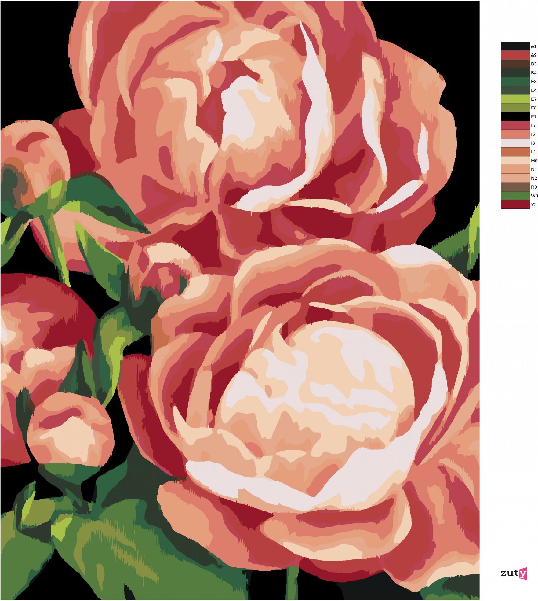 zuty Malování podle čísel - PIVOŇKY 3 (MYROSLAVA VOLOSCHUK) - Rozměr: 40x50 cm, Rámování: Varianta: bez rámu a bez vypnutí plátna - obrázek 7