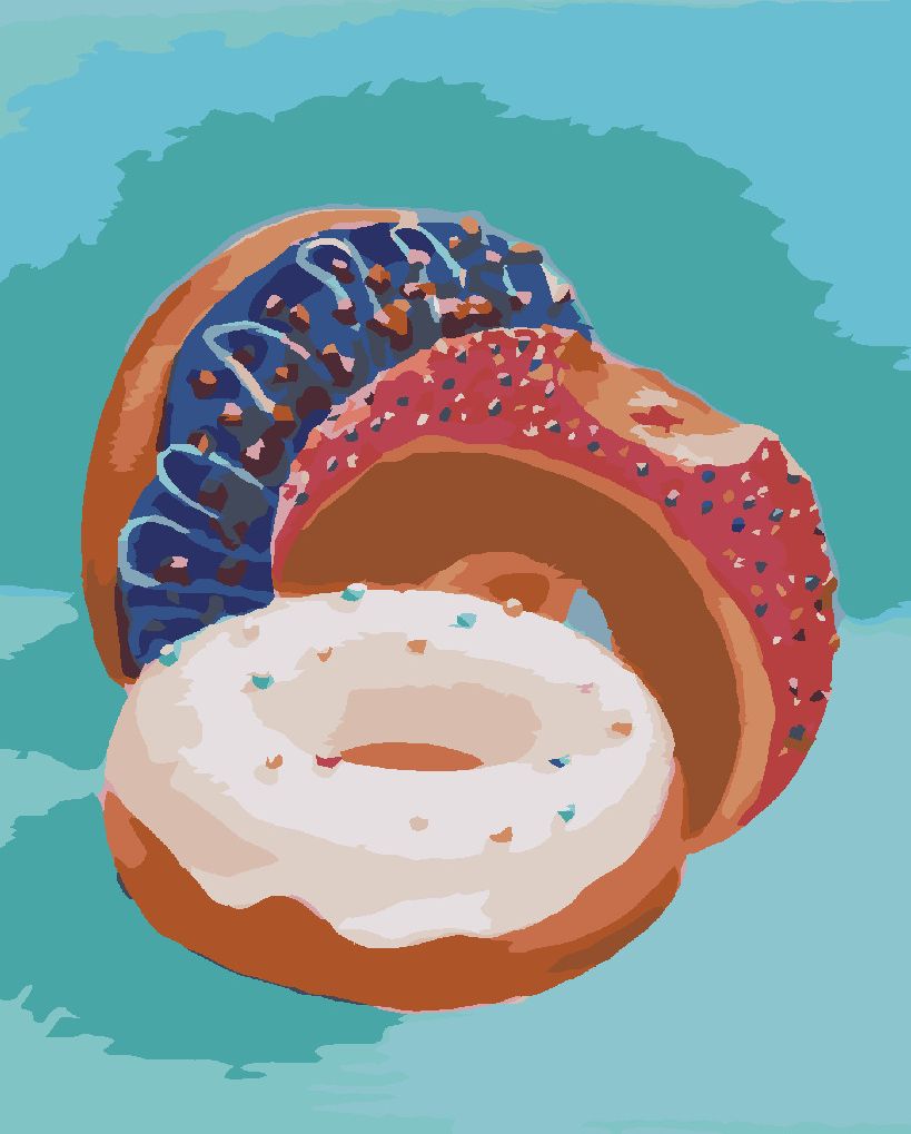 zuty Malování podle čísel - PLNĚNÉ DONUTY (MYROSLAVA VOLOSCHUK) - Rozměr: 40x50 cm, Rámování: Varianta: vypnuté plátno na rám - obrázek 7