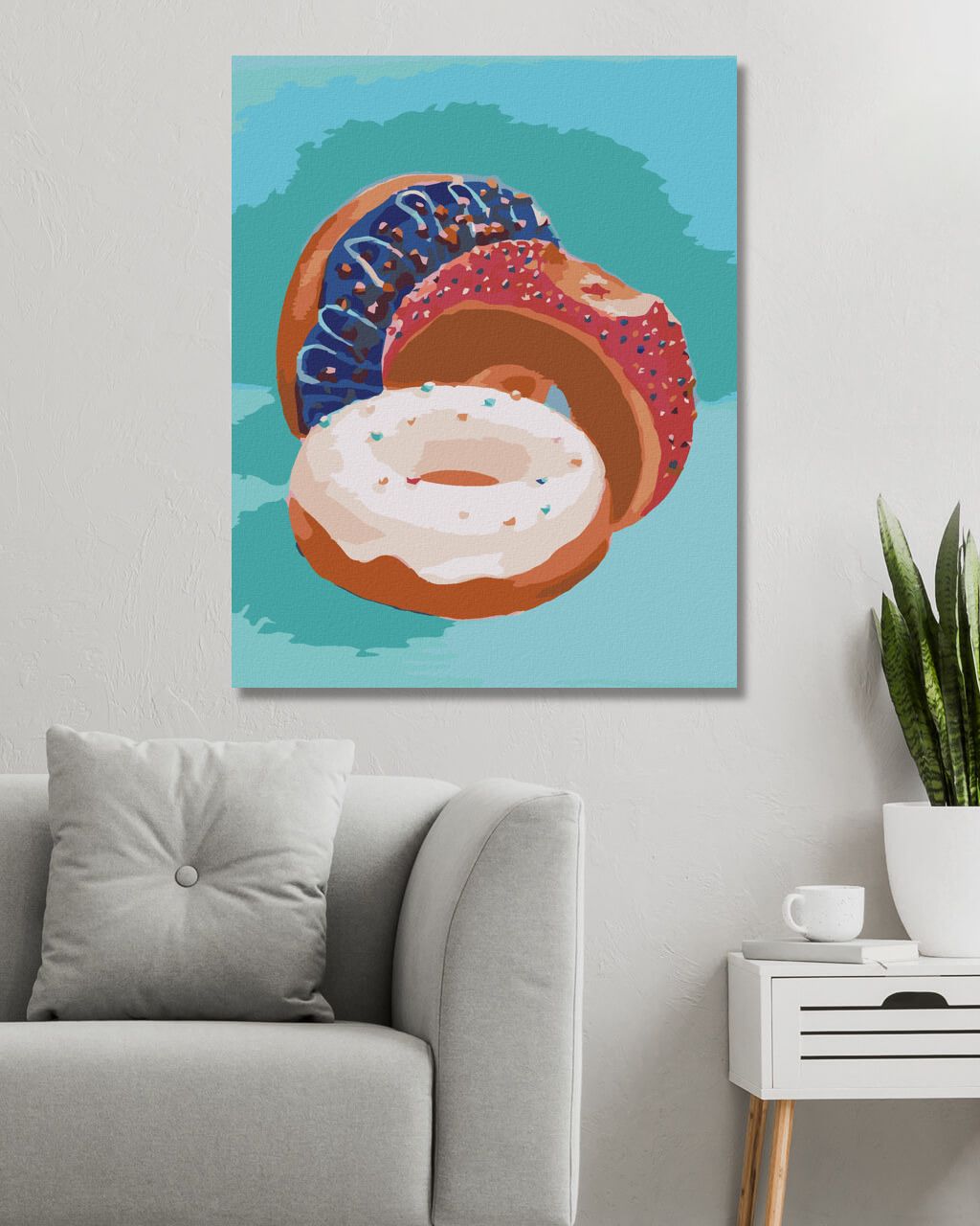 zuty Malování podle čísel - PLNĚNÉ DONUTY (MYROSLAVA VOLOSCHUK) - Rozměr: 40x50 cm, Rámování: Varianta: vypnuté plátno na rám - obrázek 8