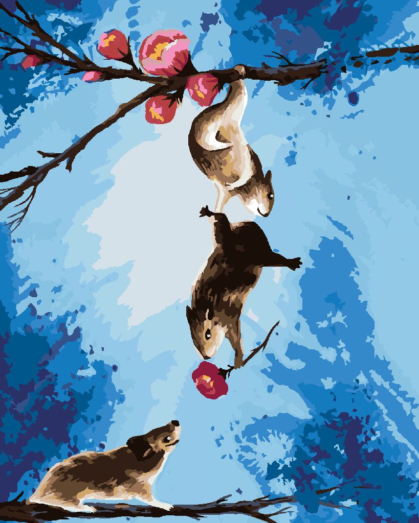 zuty Malování podle čísel - KŘEČCI NA KVETOUCÍ TŘEŠNI - Rozměr: 40x50 cm, Rámování: Varianta: bez rámu a bez vypnutí plátna - obrázek 9