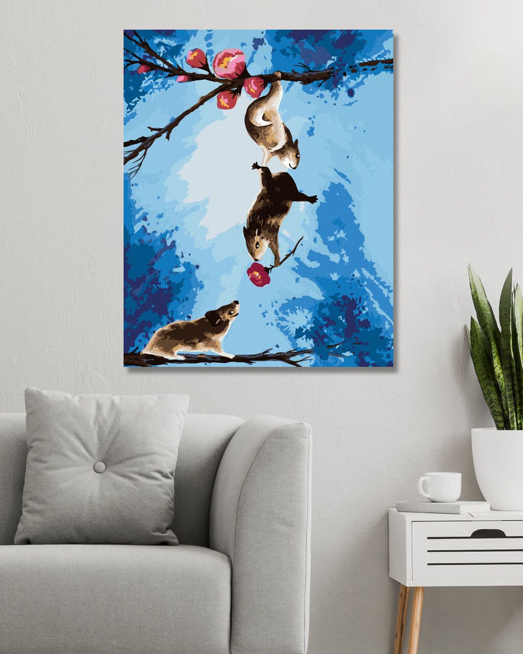 zuty Malování podle čísel - KŘEČCI NA KVETOUCÍ TŘEŠNI - Rozměr: 40x50 cm, Rámování: Varianta: vypnuté plátno na rám - obrázek 7