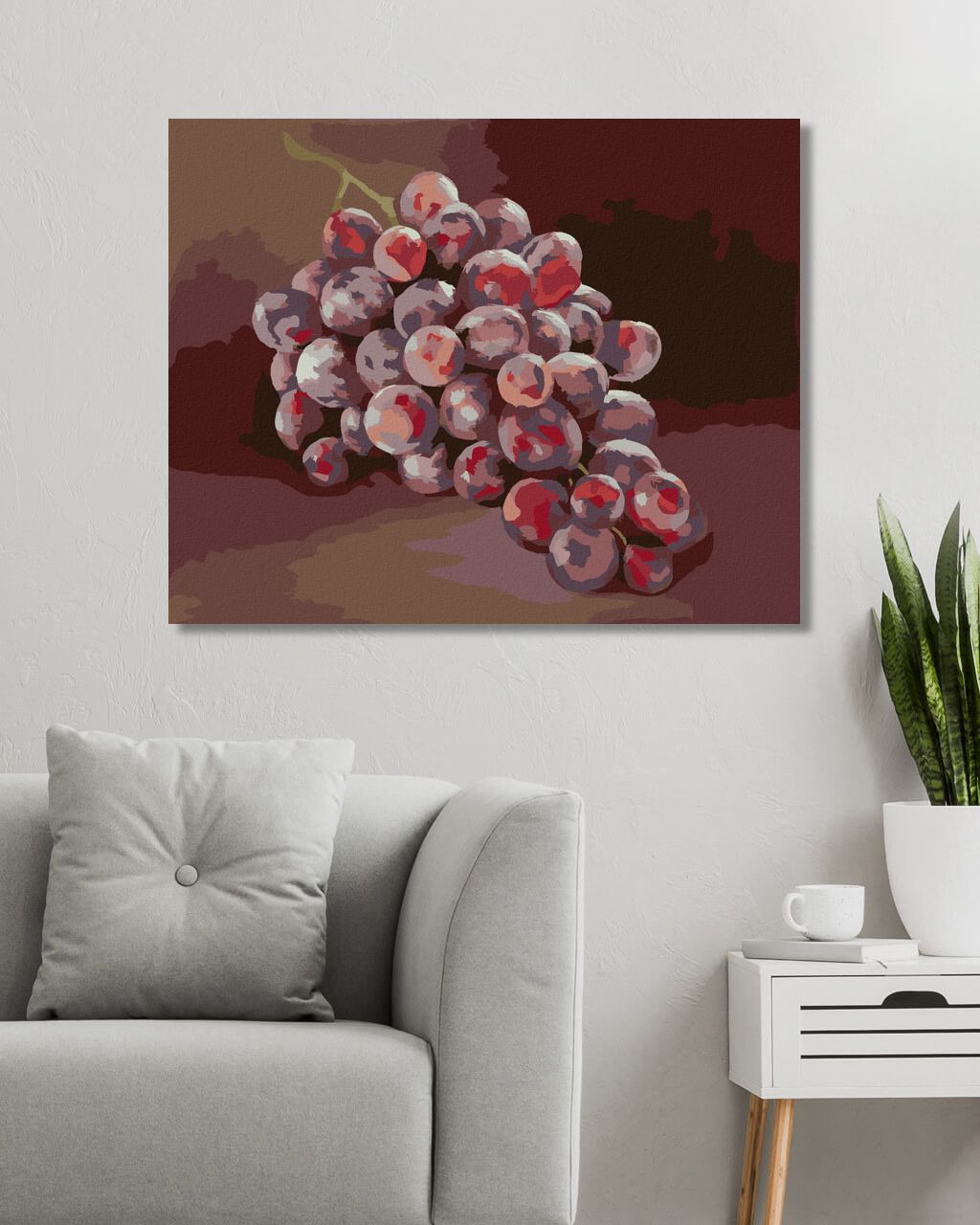 zuty Malování podle čísel - HROZNY 1 (MYROSLAVA VOLOSCHUK) - Rozměr: 40x50 cm, Rámování: Varianta: vypnuté plátno na rám - obrázek 2
