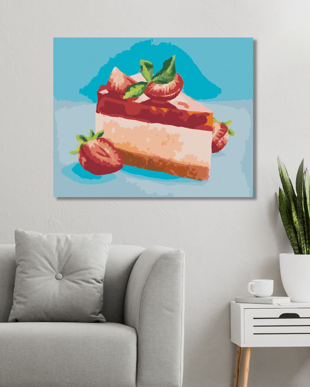 zuty Malování podle čísel - JAHODOVÝ CHEESECAKE (MYROSLAVA VOLOSCHUK) - Rozměr: 40x50 cm, Rámování: Varianta: bez rámu a bez vypnutí plátna - obrázek 6
