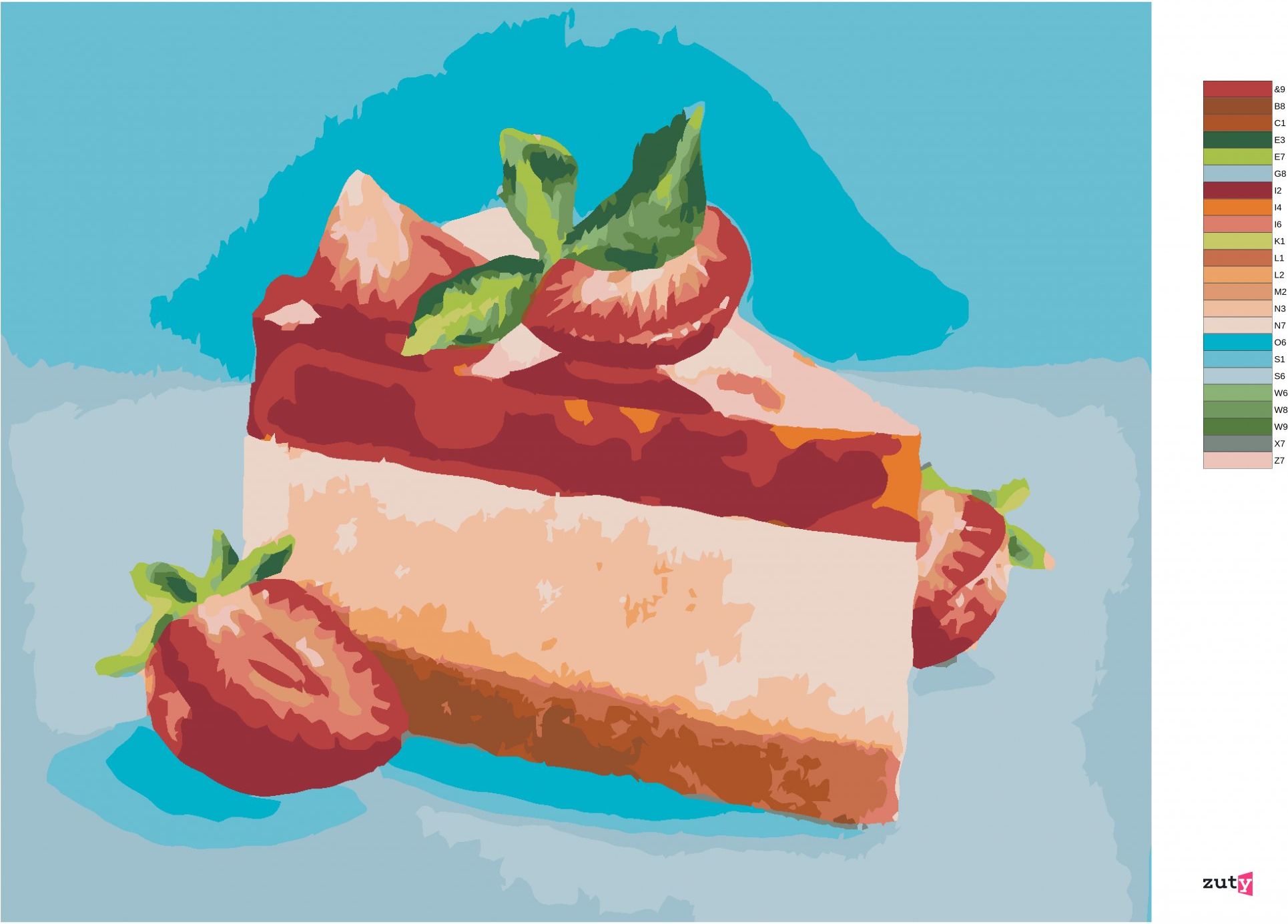 zuty Malování podle čísel - JAHODOVÝ CHEESECAKE (MYROSLAVA VOLOSCHUK) - Rozměr: 40x50 cm, Rámování: Varianta: bez rámu a bez vypnutí plátna - obrázek 9