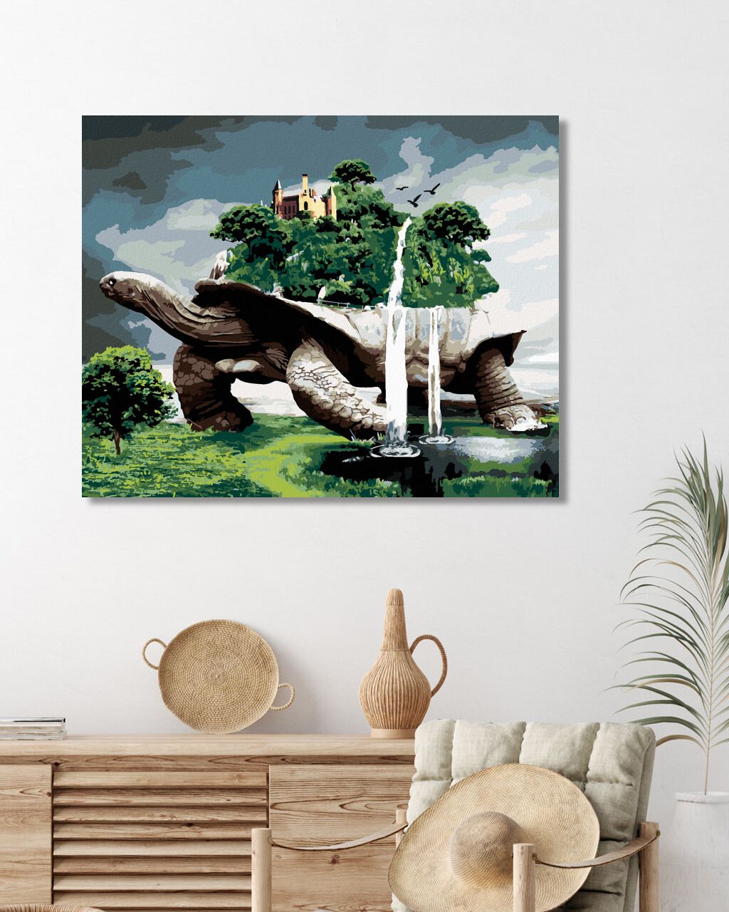 zuty Malování podle čísel - ŽELVA S LESEM A VODOPÁDY - Rozměr: 40x50 cm, Rámování: Varianta: bez rámu a bez vypnutí plátna - obrázek 8