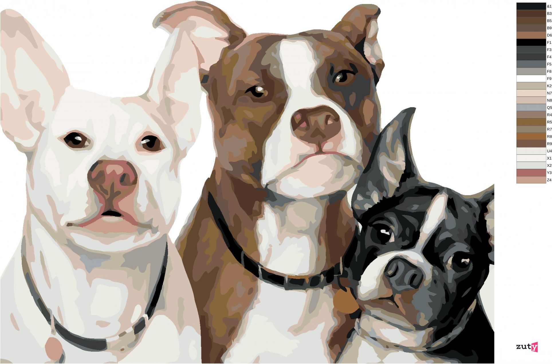 zuty Malování podle čísel - PSÍ RODINKA (MYROSLAVA VOLOSCHUK) - Rozměr: 40x50 cm, Rámování: Varianta: bez rámu a bez vypnutí plátna - obrázek 5
