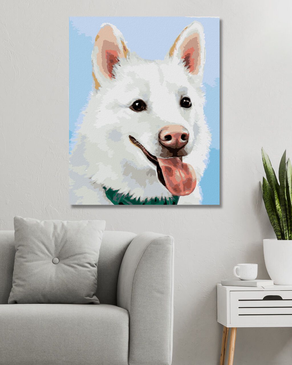 zuty Malování podle čísel - BÍLÝ ŠVÝCARSKÝ OVČÁK (MYROSLAVA VOLOSCHUK) - Rozměr: 40x50 cm, Rámování: Varianta: vypnuté plátno na rám - obrázek 10