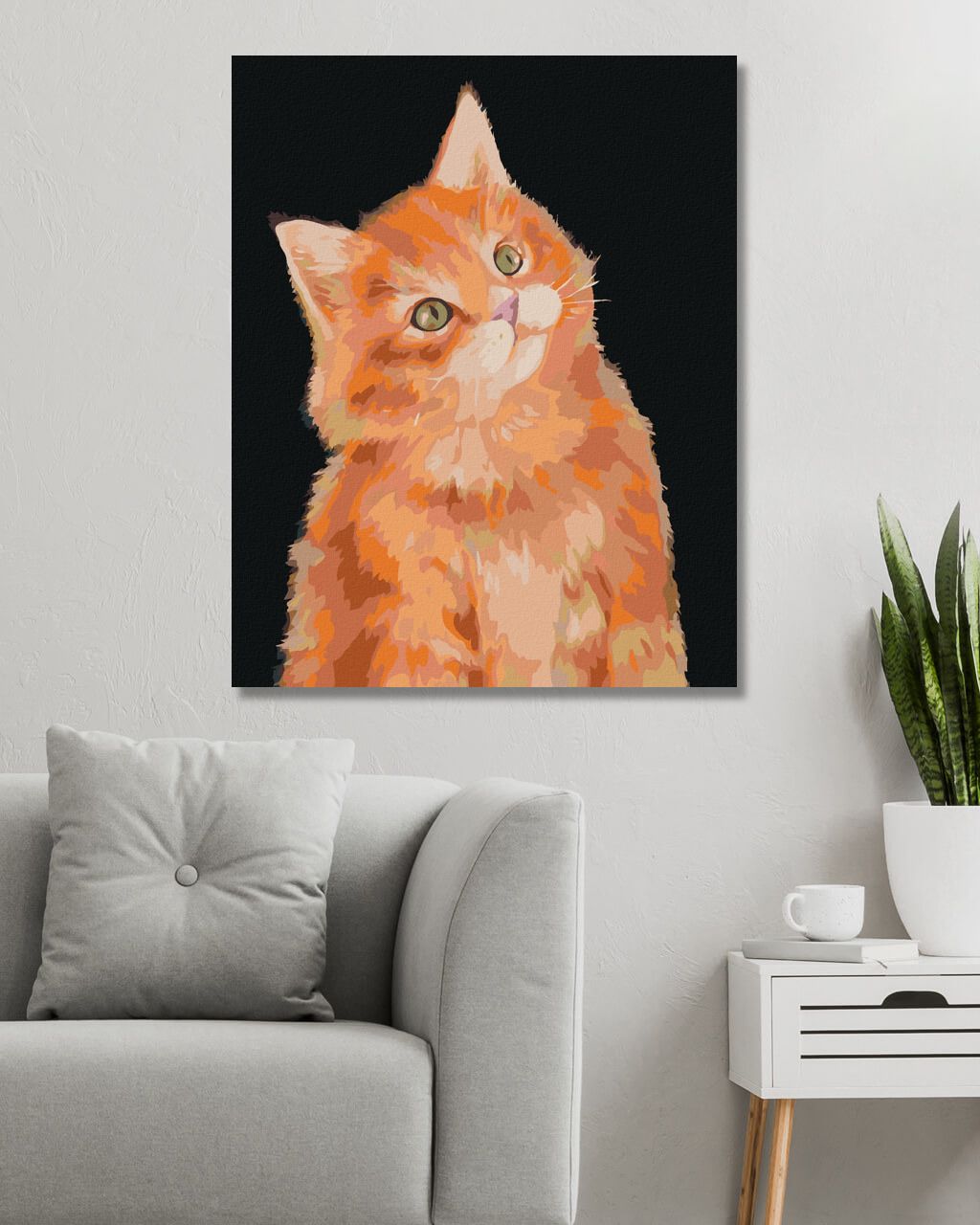 zuty Malování podle čísel - ZRZAVÝ KOCOUR NA TMAVÉM POZADÍ (MYROSLAVA VOLOSCHUK) - Rozměr: 40x50 cm, Rámování: Varianta: bez rámu a bez vypnutí plátna - obrázek 3
