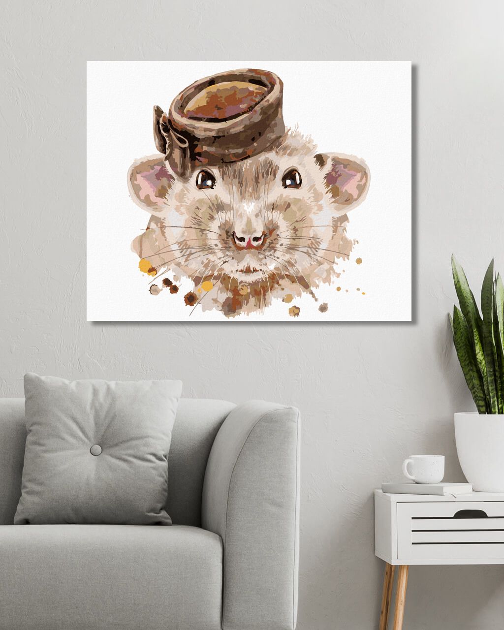 zuty Malování podle čísel - MYŠKA S HNĚDÝM KLOBOUKEM - Rozměr: 40x50 cm, Rámování: Varianta: bez rámu a bez vypnutí plátna - obrázek 2