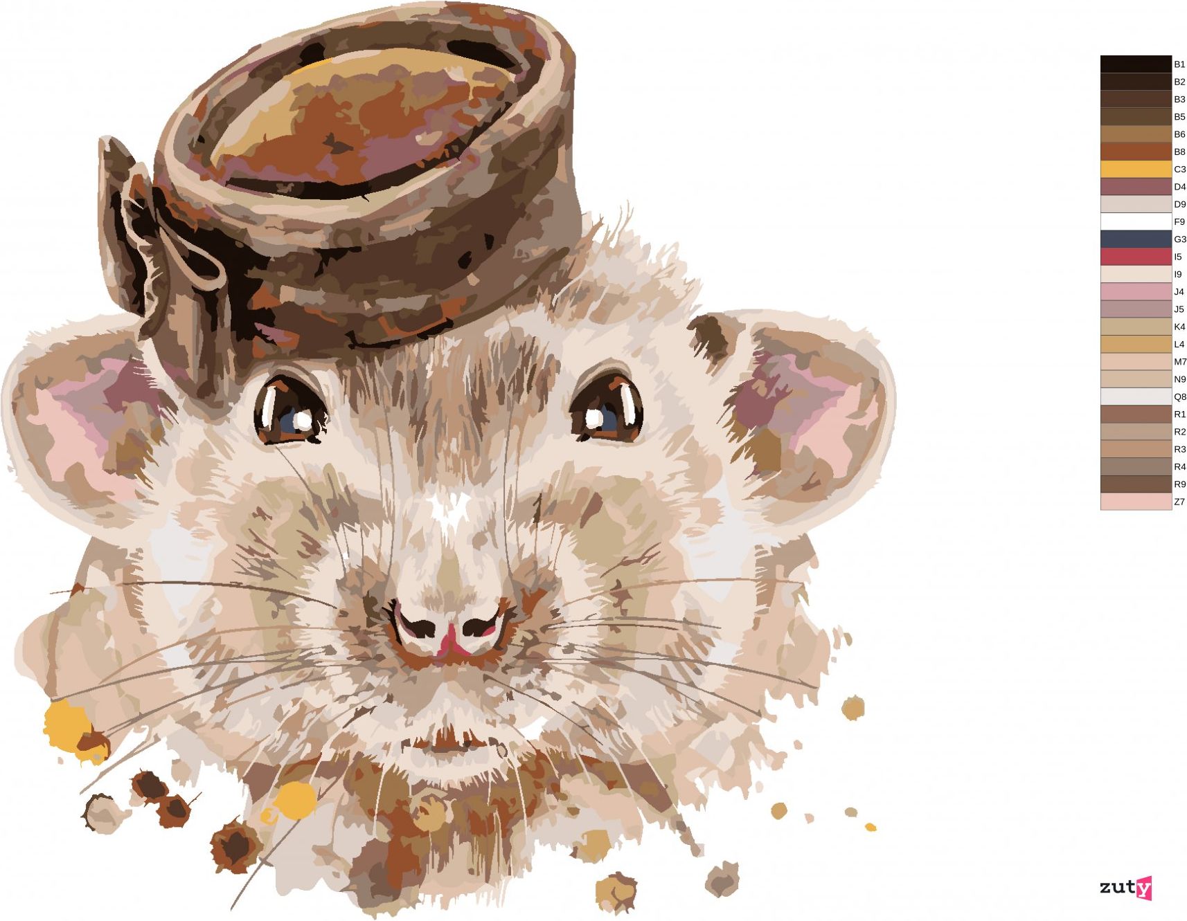 zuty Malování podle čísel - MYŠKA S HNĚDÝM KLOBOUKEM - Rozměr: 40x50 cm, Rámování: Varianta: vypnuté plátno na rám - obrázek 9