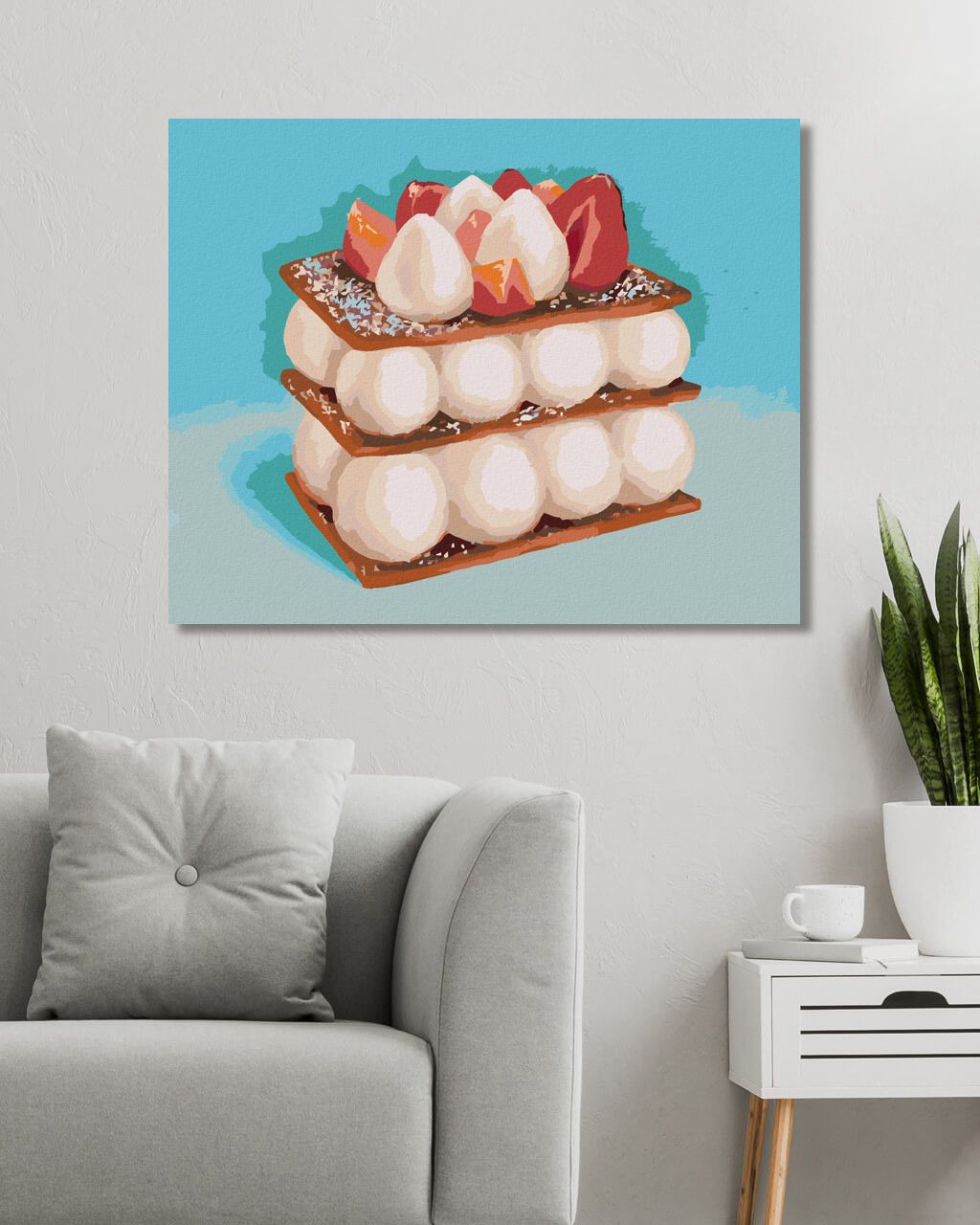 zuty Malování podle čísel - JAHODOVÝ ZÁKUSEK 2 (MYROSLAVA VOLOSCHUK) - Rozměr: 40x50 cm, Rámování: Varianta: vypnuté plátno na rám - obrázek 2