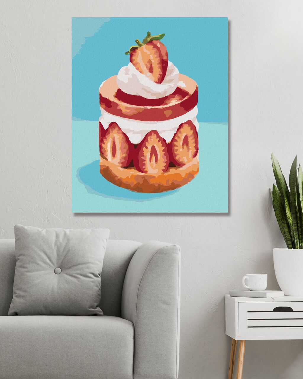 zuty Malování podle čísel - JAHODOVÝ ZÁKUSEK (MYROSLAVA VOLOSCHUK) - Rozměr: 40x50 cm, Rámování: Varianta: bez rámu a bez vypnutí plátna - obrázek 2