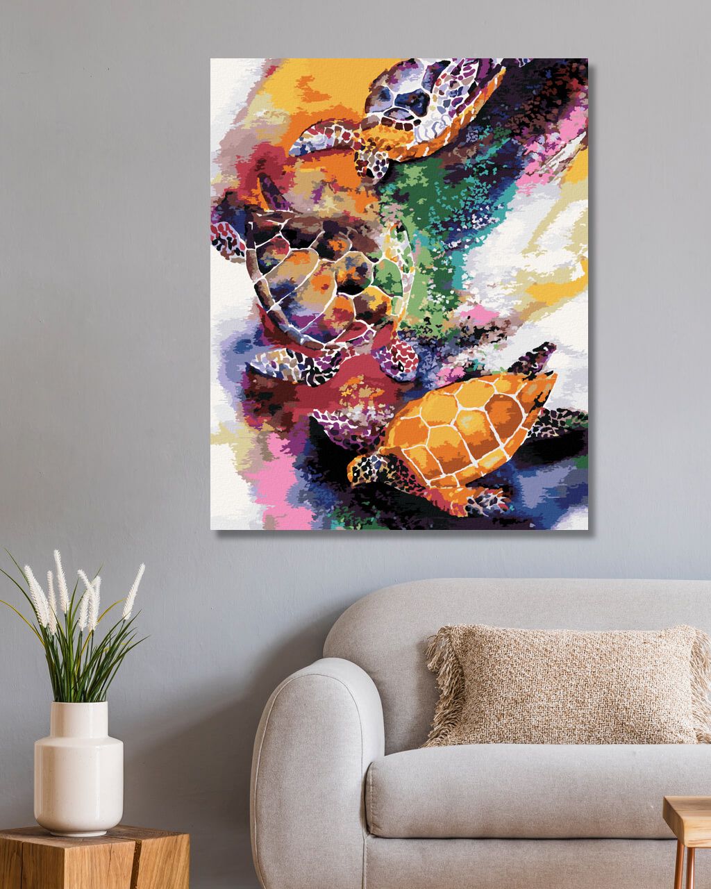 zuty Malování podle čísel - BAREVNÉ ŽELVY VE VODĚ - Rozměr: 40x50 cm, Rámování: Varianta: bez rámu a bez vypnutí plátna - obrázek 6
