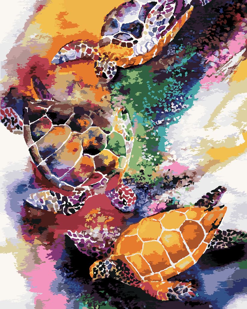 zuty Malování podle čísel - BAREVNÉ ŽELVY VE VODĚ - Rozměr: 40x50 cm, Rámování: Varianta: vypnuté plátno na rám - obrázek 10