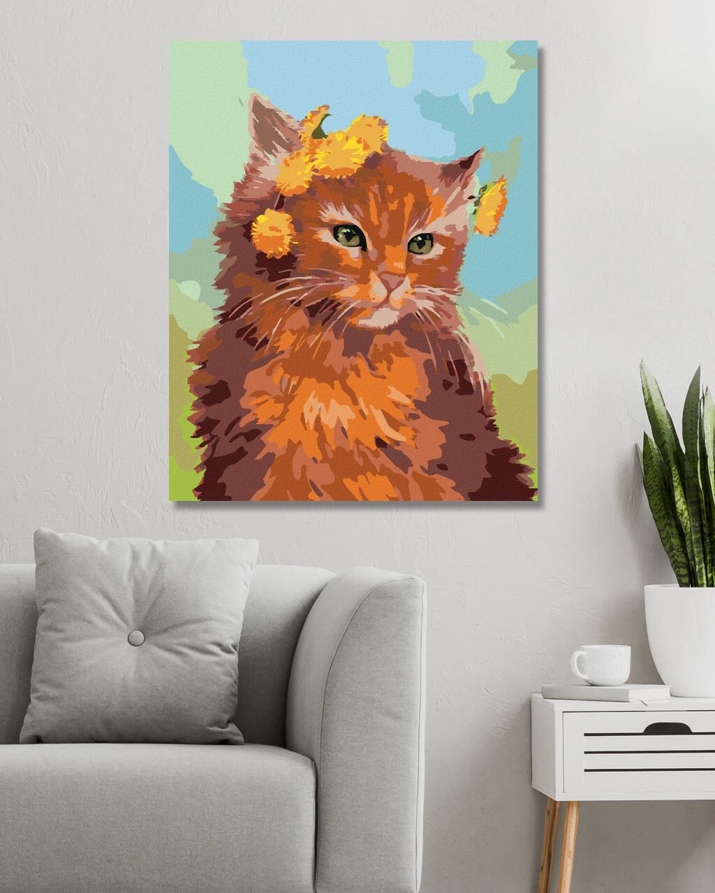 zuty Malování podle čísel - ZRZAVÝ KOCOUR S PAMPELIŠKOU (MYROSLAVA VOLOSCHUK) - Rozměr: 40x50 cm, Rámování: Varianta: bez rámu a bez vypnutí plátna - obrázek 9