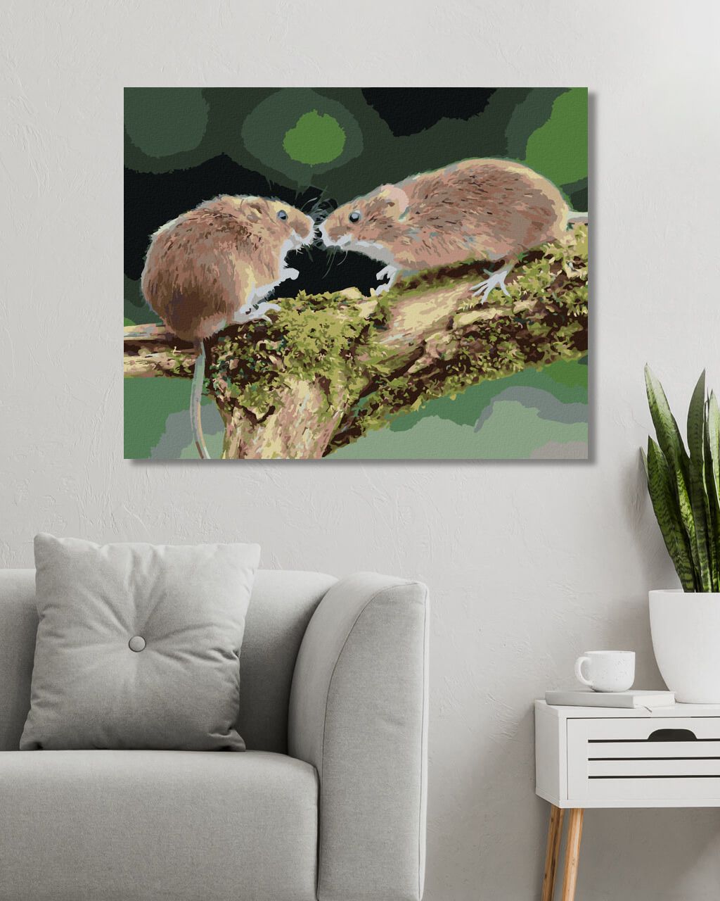 zuty Malování podle čísel - DVĚ MYŠKY V LESE - Rozměr: 40x50 cm, Rámování: Varianta: vypnuté plátno na rám - obrázek 3