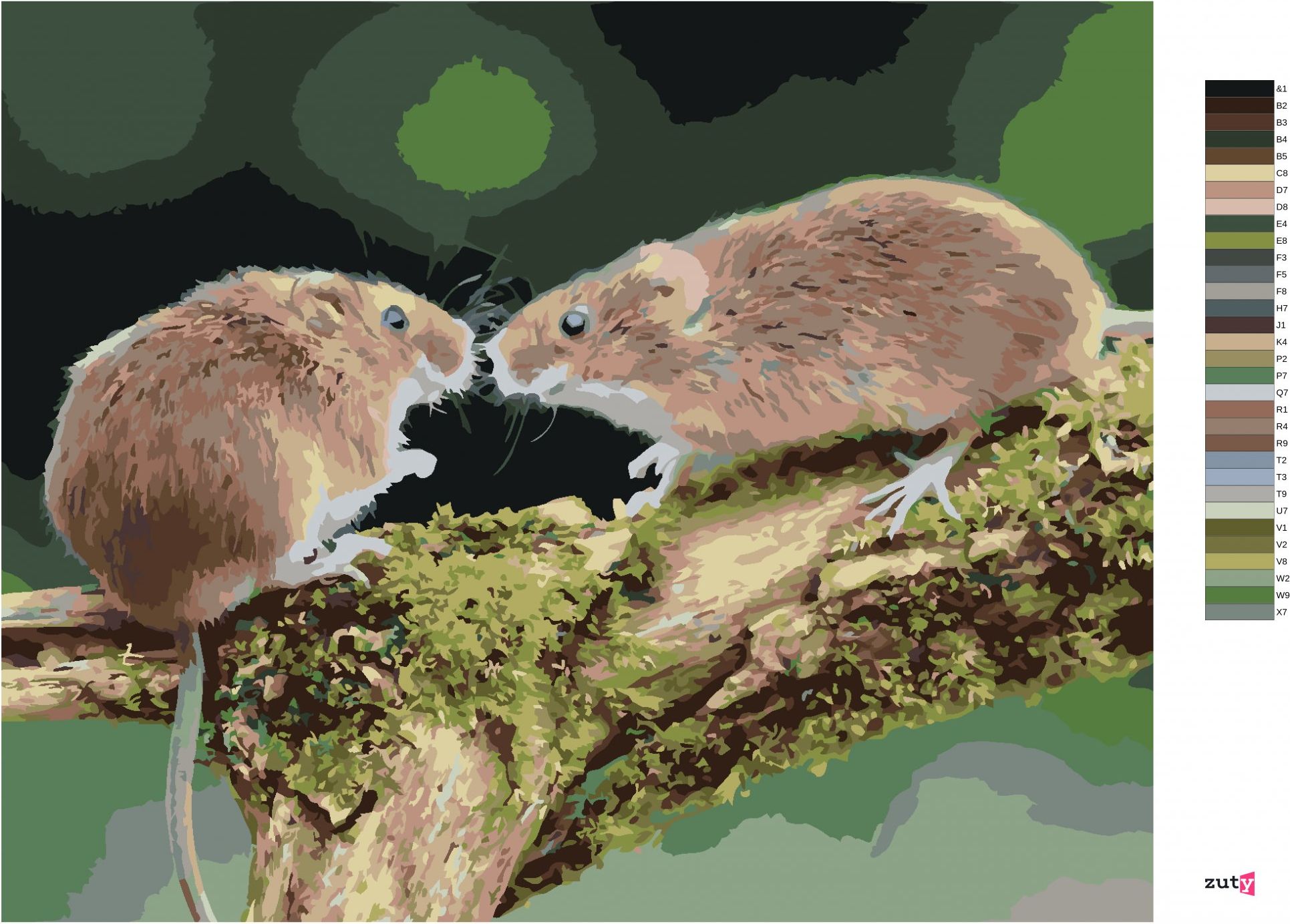 zuty Malování podle čísel - DVĚ MYŠKY V LESE - Rozměr: 40x50 cm, Rámování: Varianta: vypnuté plátno na rám - obrázek 6