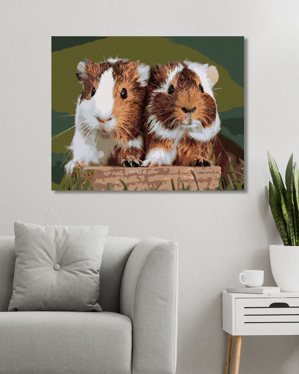 zuty Malování podle čísel - DVĚ MILUJÍCÍ MORČATA - Rozměr: 40x50 cm, Rámování: Varianta: bez rámu a bez vypnutí plátna - obrázek 6