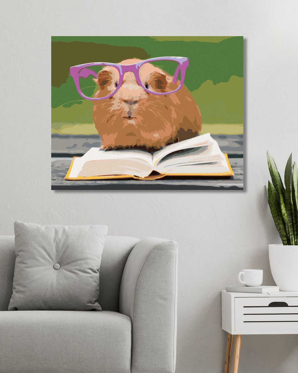 zuty Malování podle čísel - MORČE V BRÝLÍCH ČTE KNÍŽKU - Rozměr: 40x50 cm, Rámování: Varianta: bez rámu a bez vypnutí plátna - obrázek 10