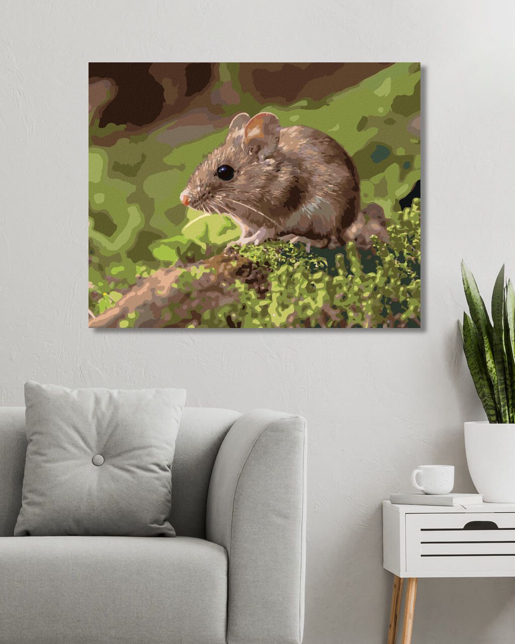 zuty Malování podle čísel - MYŠKA SPOČÍVAJÍCÍ V LESE - Rozměr: 40x50 cm, Rámování: Varianta: vypnuté plátno na rám - obrázek 4