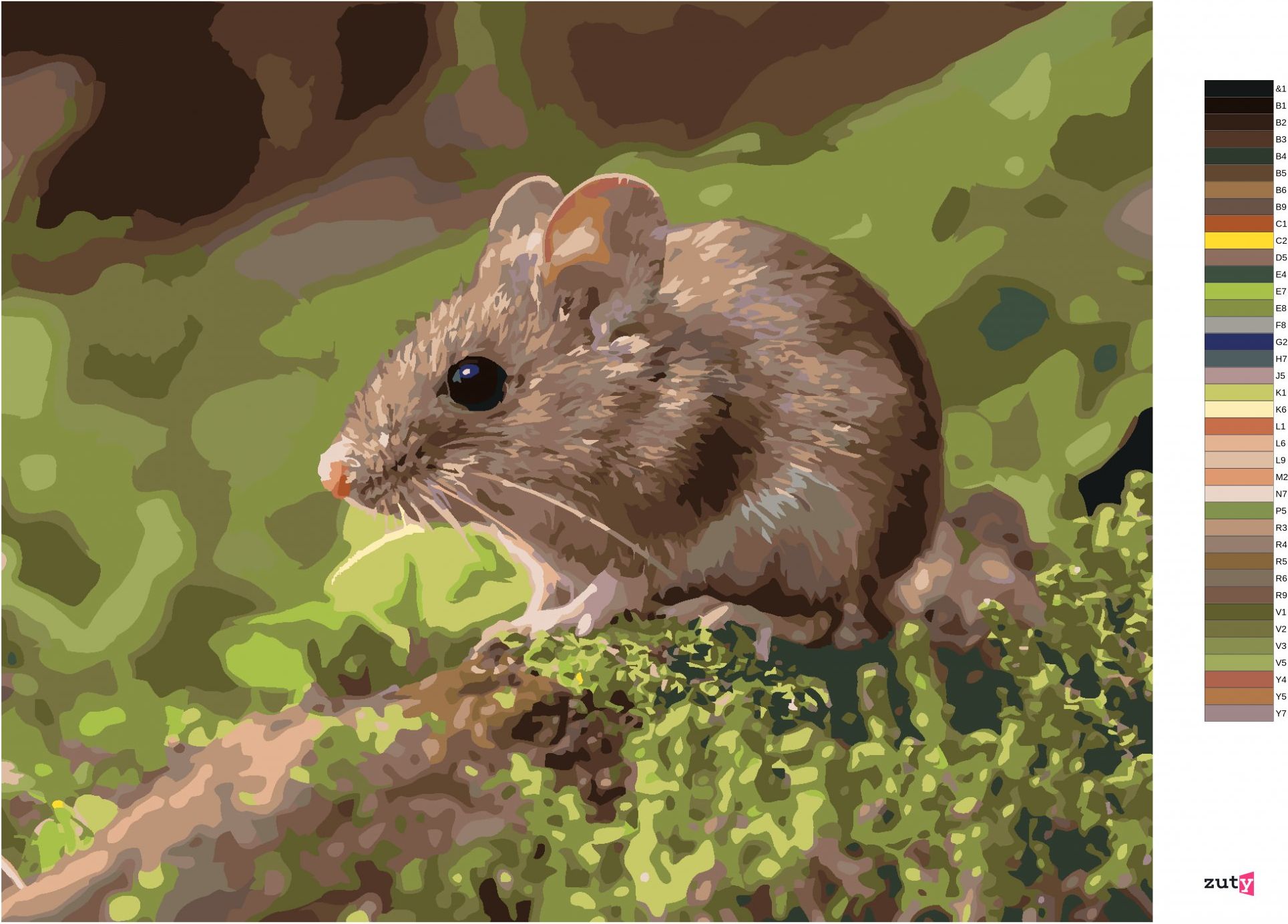 zuty Malování podle čísel - MYŠKA SPOČÍVAJÍCÍ V LESE - Rozměr: 40x50 cm, Rámování: Varianta: vypnuté plátno na rám - obrázek 9