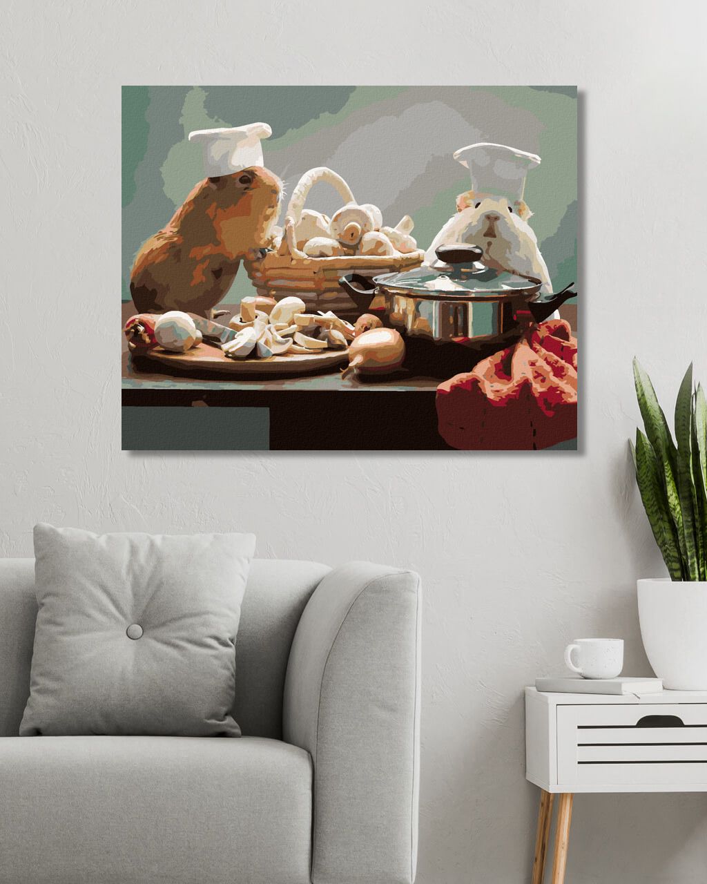 zuty Malování podle čísel - MORČATA VAŘÍ OBĚD - Rozměr: 40x50 cm, Rámování: Varianta: vypnuté plátno na rám - obrázek 10