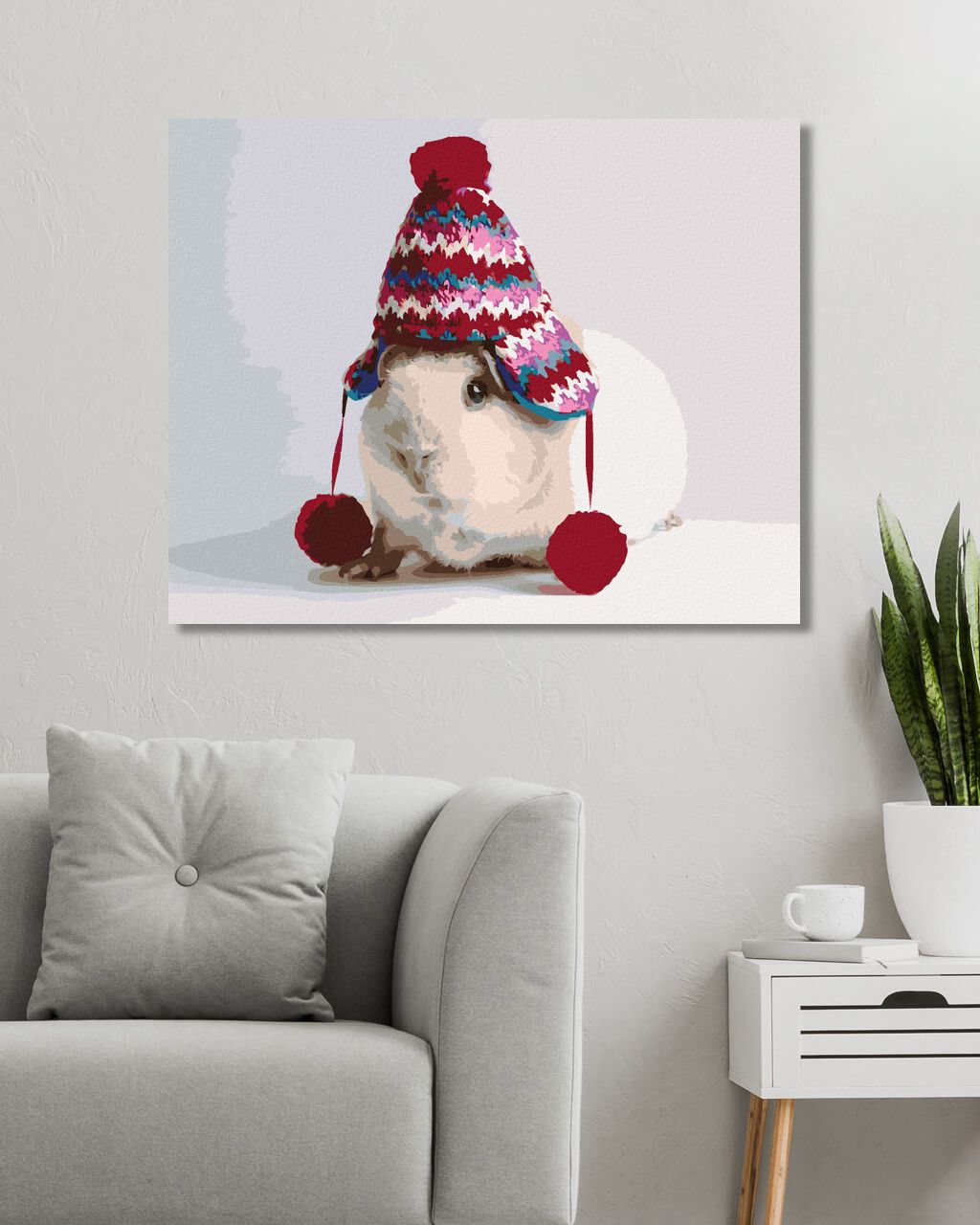 zuty Malování podle čísel - MORČE VE VÁNOČNÍ ČEPICI - Rozměr: 40x50 cm, Rámování: Varianta: vypnuté plátno na rám - obrázek 4